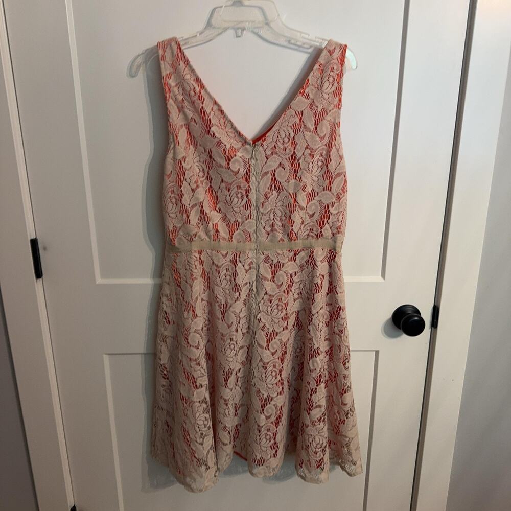 Danny & Nicole Dress Sz 16 Sleeveless Cream Lace Fit & Flare V Neck Wedding Boho